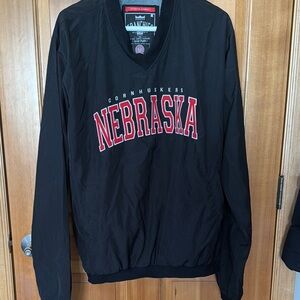 Nebraska Cornhuskers Black Windbreaker Size LARGE Authentic Garment